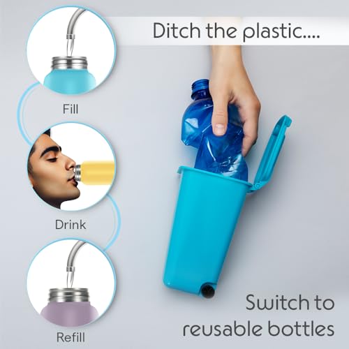 Image of Borosil 1L Apex 3pc Stainless Steel Made in India Water Bottle Set | Leak-Proof, Odour-Free, Powder Coated Bottles | Fridge Safe | Blue, Yellow, Lavender | 1 Year Warranty