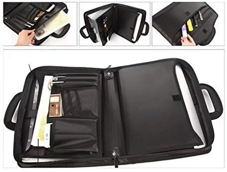 Business Document Bag Portable Top Handle Business Briefcase Bag Waterproof Portfolio Pouch File Bills Document Expanding Storage Organizer Holder Notebook iPad Handbag Stationery for Office Travel