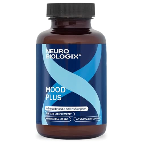 Neurobiologix Mood Plus for Men and Women, Mood & Stress Support Supplement with GABA, 5-HTP, Ashwagandha, Magnesium & Chamomile for Emotional Balance, Relaxation & Serotonin Support, 60 Capsules