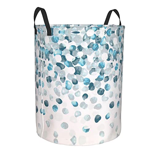Geometric Pattern Of Blue Printed Laundry Basket, Foldable Dirty Clothes Laundry Hamper With Handles For Home Bathroom Bedroom Dorm #TOP1