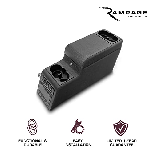 Rampage Deluxe Locking Center Console | Black Denim | 31515 | Fits 1976 - 1983 Jeep Cj5 #TOP1