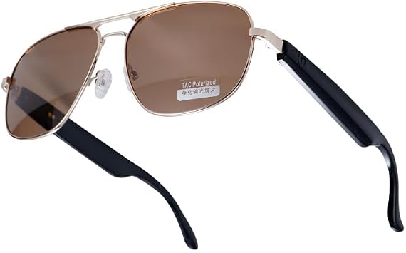 Bluetooth Sunglasses with Touch Control, UV400 Polarized Lenses, Built-in Microphone & Open-Ear Speakers for Hands-Free Calls & Music - for Running, Cycling, Driving
