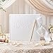 Panelee Wedding Guest Book with Pen White Velvet Reception 144 Page Sign in Book Wedding Memory Papers Elegant Guestbook for Bridal Shower Party Guest Visitor
