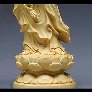Amazon｜観音菩薩 立像 ツゲ製高級木彫り 木製仏像 仏教 美術品