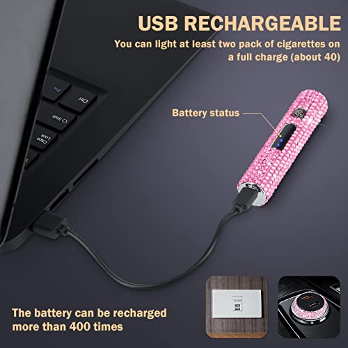 Encendedor USB recargable rosa mini con doble arco miniatura 4