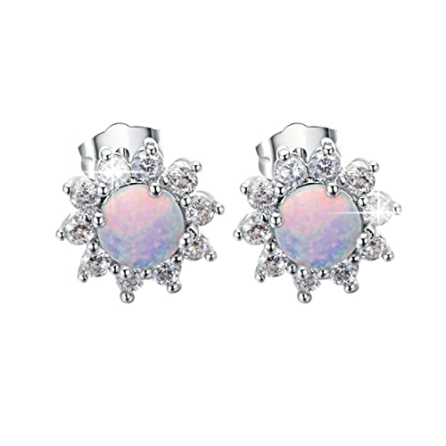 Pendientes redondos de ópalo de moda con corona de luz para mujer, aros pequeños y, talla única, Metal, Sin piedra preciosa