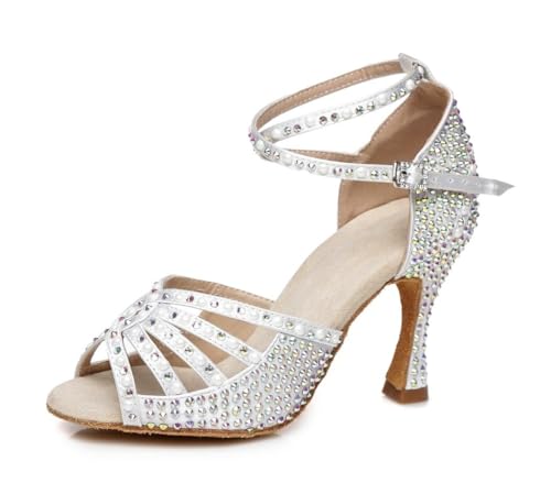 Sandales de danse latine en satin haut de gamme avec semelle souple pour danseuse