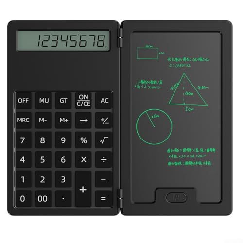 Tablero de escritura plegable y juego de calculadora científica, equipado con una pantalla LCD grande transparente para una experiencia de visualización óptima (negro)