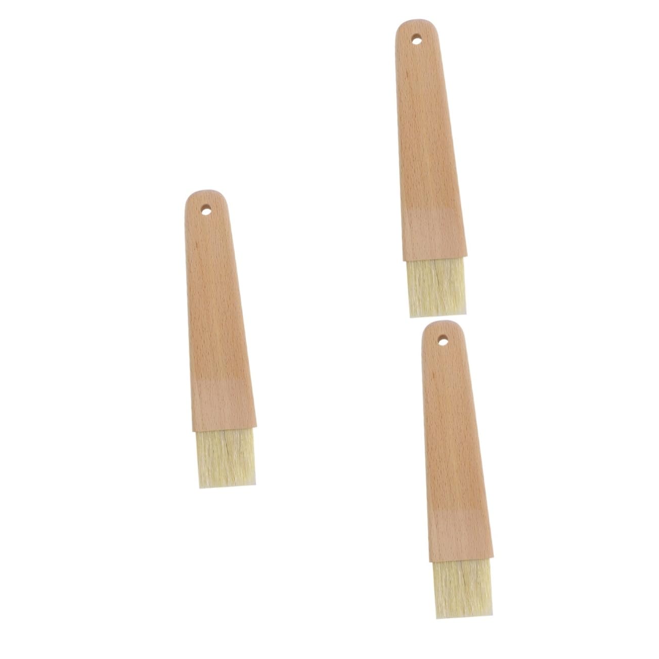 COLLBATH 3pcs Boar Bristle Pastry Brush with Lacquered Hardwood Handle for Bbq and Baking Ergonomic Design for Even Coating of Marinades and Sauces Hand Wash Recommended