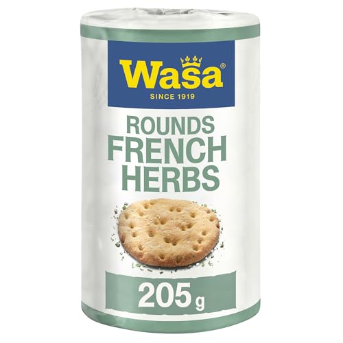 Wasa Tasty Snacks French Herbs Rounds 8x 205g | Rundes Knäckebrot aus Weizen mit französischen Kräutern und Meersalz