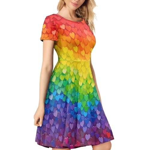 Image of Biyejit Women's Summer Casual Short Sleeve T-Shirt Swing Dress Crew Neck Plus Size S-4XL