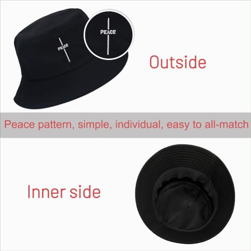 Image of Cotton Bucket Hat for Women Men Summer Travel Sun Beach Bucket Cap, Unisex Outdoor Fisherman Hat