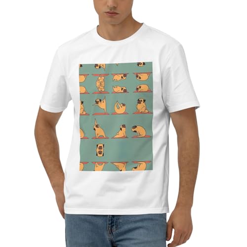 T-shirt confortable pour homme Yoga Pug extensible à manches courtes