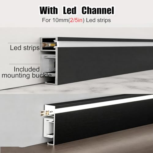 Zócalo de aluminio con luces LED rodapié comercial moldura para piso 4