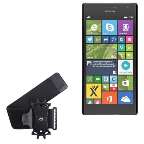 BoxWave Holster Compatible with Nokia Lumia 735 - ActiveStretch Sport Armband, Adjustable Armband for Workout and Running - Jet Black