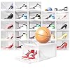 Primezone clear shoe storage boxes stackable fit us size 15 xx large plastic shoe box pull out plastic shoe storage 24 pack shoe display case clear door sneaker storage easy to assemble white  urban country home decor