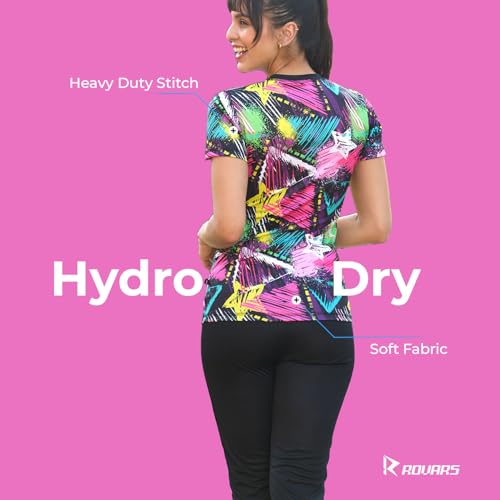 Image of ROVARS RRovars Poly Jersey Two Piece Women Swimwear Printed Swim Top with Plain Legging