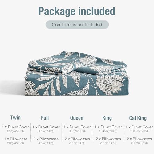 Lekesky Duvet Cover Queen Size, Reversible Teal Blue Floral Comforter Cover Set Queen Size 3pc, Soft 100% Washed Microfiber Breathable Bedding Sets with Zipper Ties and 2 Pillowcases by Lekesky - Used condition - Image 9