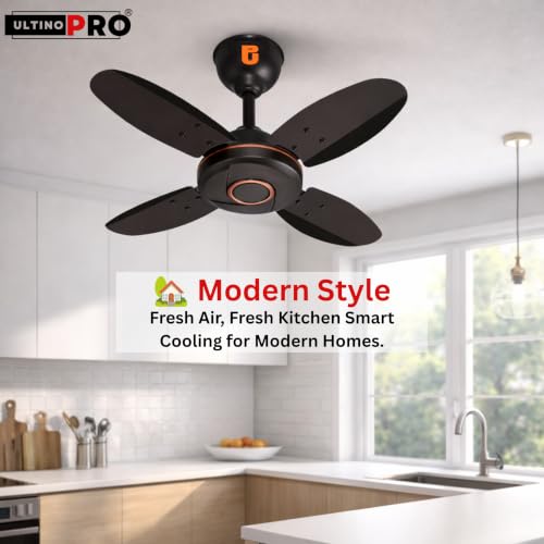 Image of Small Ceiling Fan 4 Blade Indoor Fan High-Speed 2-Year Warranty Small Fan for Kitchen, Balcony & Small Room (24 Inch)