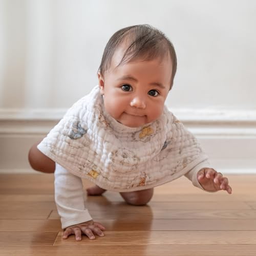 aden + anais Disney Burpy Baby Bib, 100% Cotton Muslin, Soft Absorbent 4 Layers, Multi-Use Burp Cloth and Bib, 22.5” X 11”, Single, Winnie the Pooh and Friends4