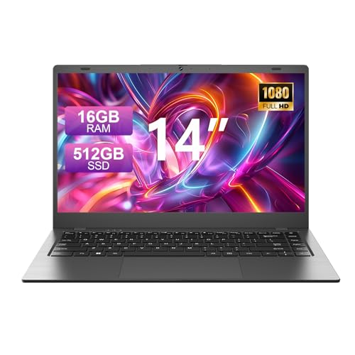 Image of Laptop Computer 16GB RAM, 512GB SSD, 14 Inch FHD IPS Screen | Portable Laptops for Study & Work, Pentium Gold 6500Y up to 3.4GHz, Dual USB-C, USB 3.2, HDMI and TF Card Slot