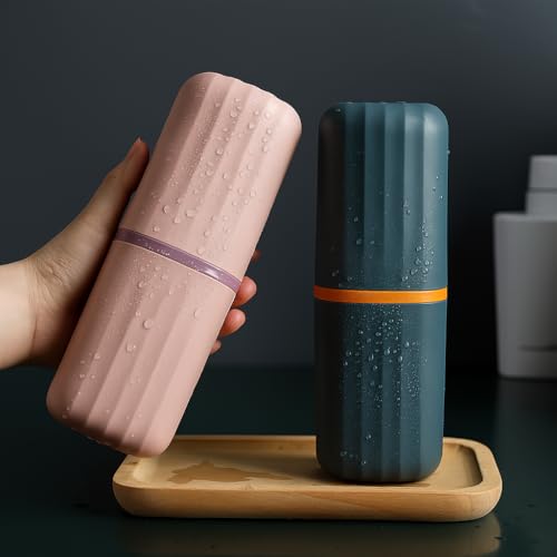 Image of Oblivion Travel Toothbrush Holder Case for Bathroom - Portable Toothbrush Cover Box for Travel, Camping & Business Trip | Plastic Toothbrush & Toothpaste Storage Cup, Multicolour (Pack of 1)
