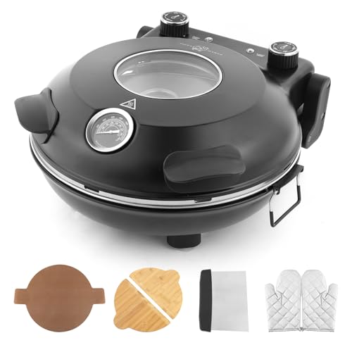 KLAIF 12" Electric Countertop Pizza Oven With Ceramic Stone, Dual