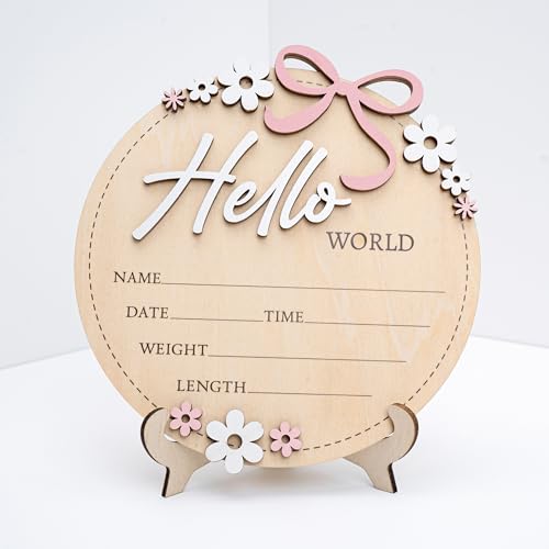 Wooden Baby Announcement Sign 6 Inch Round Birth Stat Plaque