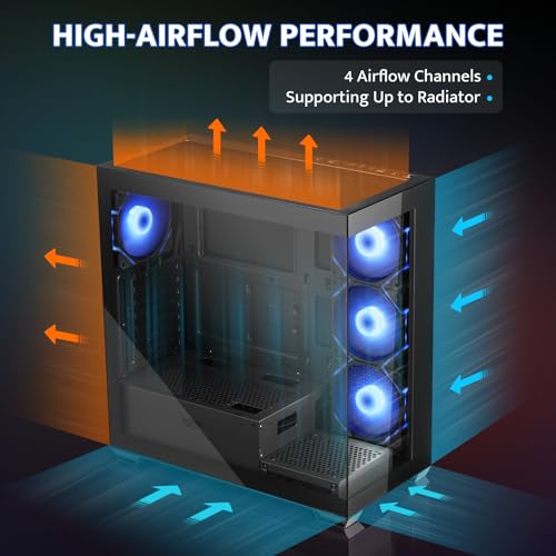 darkFlash DS900 Gabinete para PC ATX con Panel de Vidrio Templado y Fuente de Poder PMT850 Modular (Negro) miniatura 3
