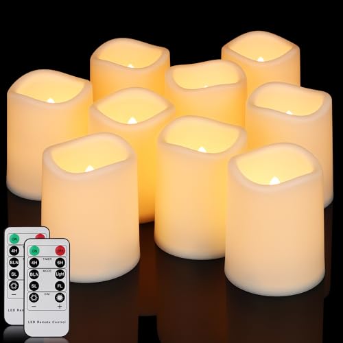 FREEPOWER LEDキャンドル 屋外用 フレームレスキャンドル タイマー付き 電池式 ちらつき 結婚式 パーティー ホーム クリスマス 9個セット (温白色)