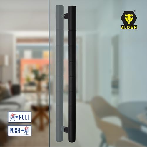 Image of ALDEN 18 inch Main Door Handle /Handle for Glass and Wooden Door /Pull and Push Stainless Steel Door Handle (Black Matt Finish) (Pack of 1)