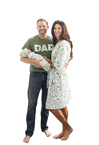 Image of Baby Be Mine Maternity Nursing Delivery Robe & Baby Girl Swaddle Blanket Set with Daddy T-Shirt