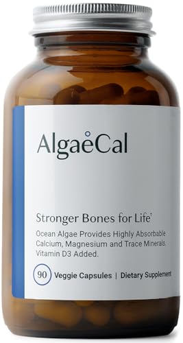 ALGAECAL- Plant Based Calcium Supplement with Vitamin D3 (1000 IU) for Bone Strength, Contains 13 Minerals Supporting Bone Health, Organic Calcium (750 mg) for Women & Men, 90 Veggie Caps, Made in USA