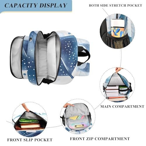 Watercolor Stingray Fish Backpack Kids School Bag Lightweight Laptop Backpack Elementary Capacity Student Bookbags for Travel Daypack with Reflective Stripes4