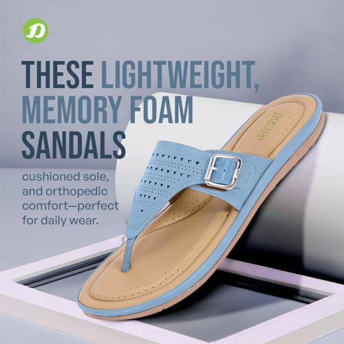 Image of DOCTOR EXTRA SOFT Women's Flat Memory Foam Slippers /Flip-Flops Fashion Stylish Casual Comfortable Diabetic Orthopedic Lightweight Synthetic Slip-on Sandals with Adjustable Buckle for Girls & Ladies D-609