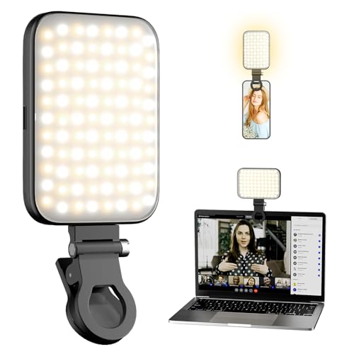 Selfie Light Rechargeable Phone Light Clip-On &ndash; Portable LED Selfie Light with 3 Color Modes...