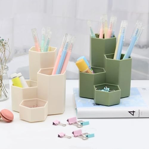 Image of Pencil Organizer Pen Holder for Desk Pens Cup Small Desk Organizer Cute Pen Holder for Office,School and Home (White, L-Shape)