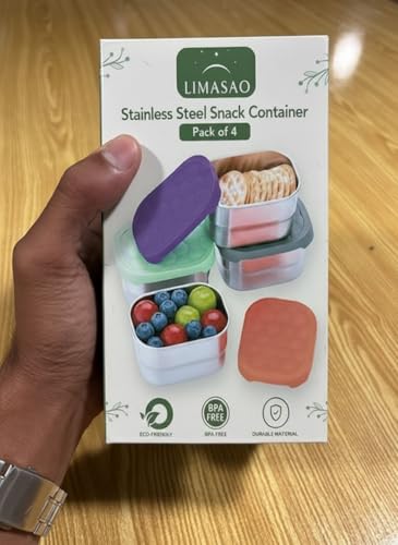 LIMASAO Stainless Steel Snack Containers, 8 oz (8-Pack) – Leakproof Silicone Lids, BPA-Free & Reusable Mini Food Storage Boxes for Snacks, Fruit, Sauces & Yogurt – Dishwasher Safe, Lunch & Travel