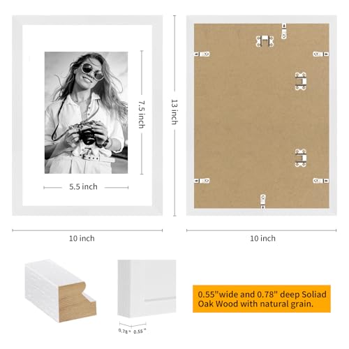 puthiac 9x12 Oak Wood Picture Frams - Minimalist 9x12 Oak Wood Frames, 9"x12" Picture Frame Wood, Natural Solid Wooden Picture Frames for Wall Art Photo and Prints(3 Pack, White)