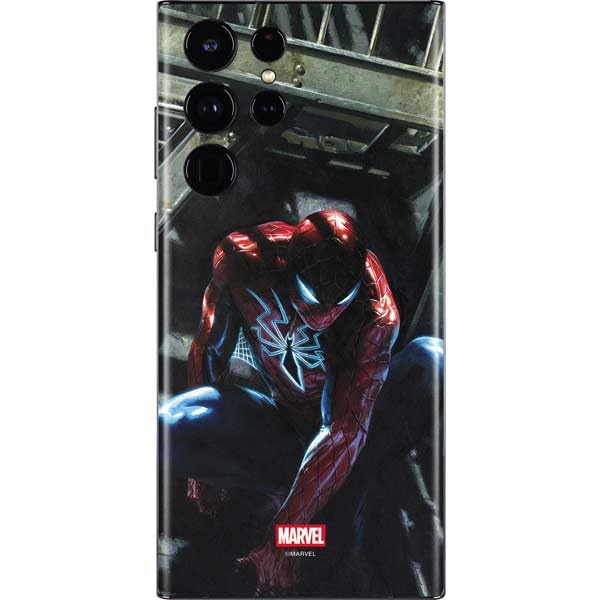 Skinit Decal Phone Skin Compatible with Galaxy S22 Ultra - Officially Licensed Marvel Spiderman New Suit Spiderman Design