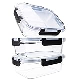 edallo® - 3 große Frischhaltedosen aus premium Glas mit starken auslaufsicheren Deckel. Spülmaschine, Ofen, Gefrierfach, Mikrowellengeschirr geeignet. Meal Prep Boxen Vorratsdosen. Set: 3x 1040ml (1L)