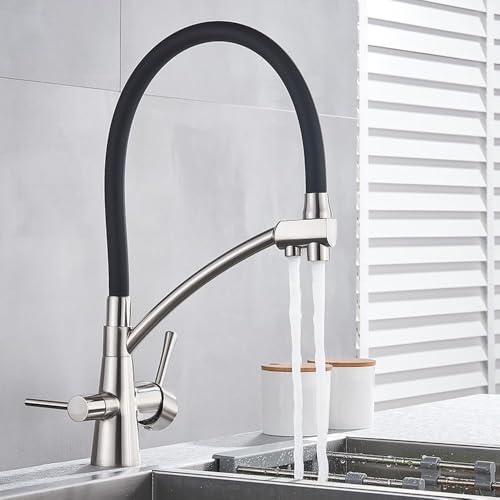 Grifo de cocina de doble salida con filtro integrado y diseño extraíble premium