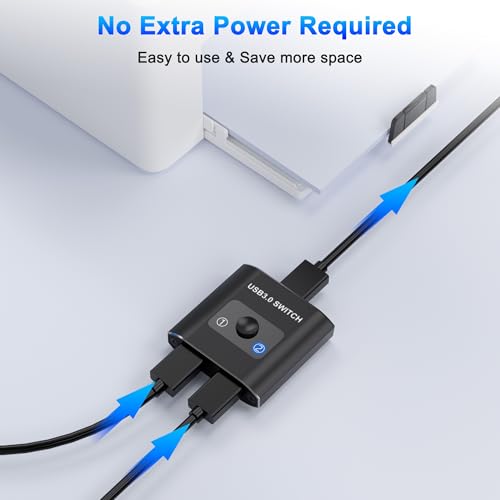 USB 3.0 Switch, Bi-Directional USB Switch 1 in 2 Out/2 in 1 Out, USB Switcher 2 Computers Sharing Devices Like for Printer, Keyboard, Scanner, Mouse, USB KVM Switch Compatible with Mac/Win/Linux