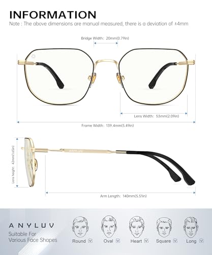 Image of ANYLUV Blue Light Blocking Glasses fo Men, Fashion Lightwight Blue Light Glasses Computer Screen Blocker Eyewear