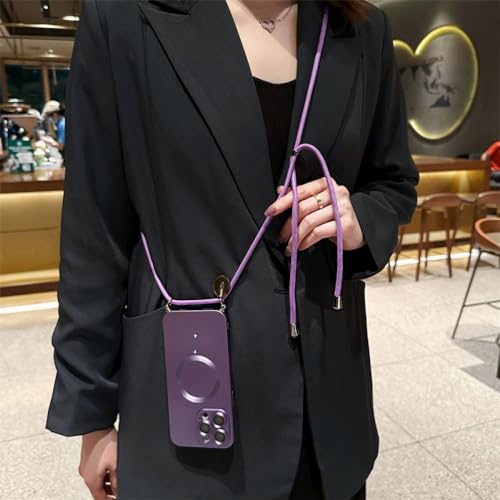 Coque iPhone 14 avec lanière en bandoulière silicone noir