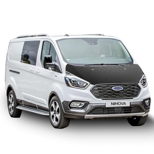 NIMOVA Front Diamond Effect Black Full Bonnet Bra Cover Protector Guard For Ford Transit Custom 2018-2023 Models