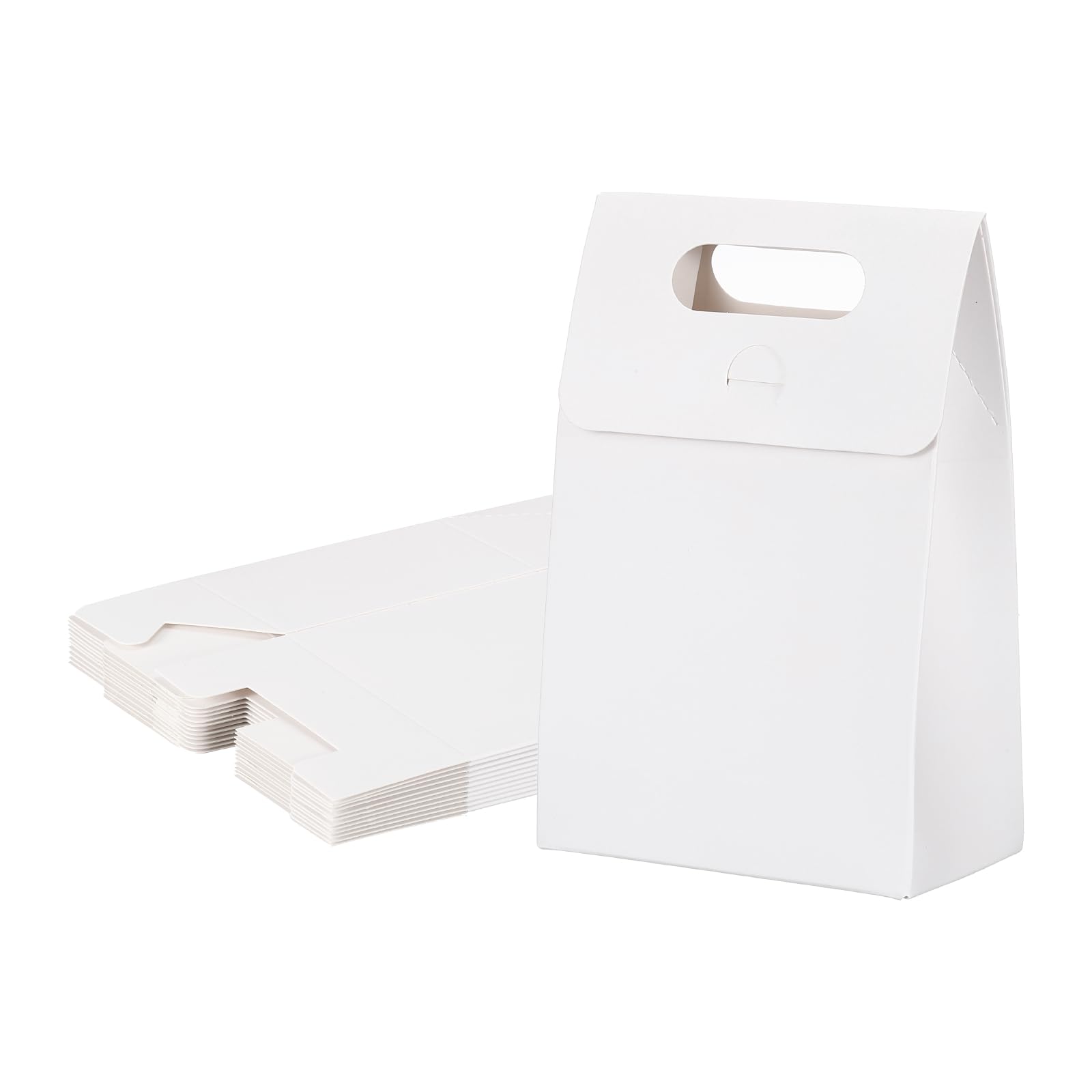 PATIKIL Kraft Paper Bags (10 x 6 x 15cm, White) (12Pcs) Stand Up Gift Bags with Handles, Suit for - Party Favor/Wedding/Bridal Shower/Festivals/Gift Packing