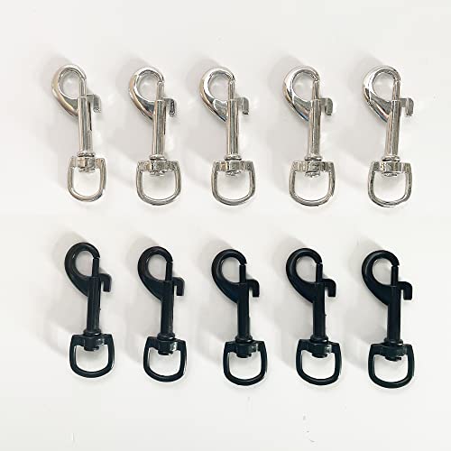 10 Stück Swivel Schnapphaken Verbindungselemente Wirbel Karabiner Clip Karabinerhaken mit geradem Wirbel Hundeleine Karabinerhaken für Hundehalsband robuster legierter Stahl drehbarer geradem Schwarz