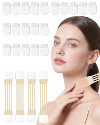 LOZTBUE Paquete de 4 + 20 pegatinas Parches para Levantar el Cuello, Bandas de Levantamiento Instantáneo de Cuello,Levantamiento De Cuello Pegatinas, Cinta De Levantamiento De Cuello