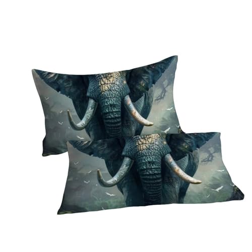 Housse de couette King éléphants 220x240cm parure de lit animaux imprimé 3D - 7